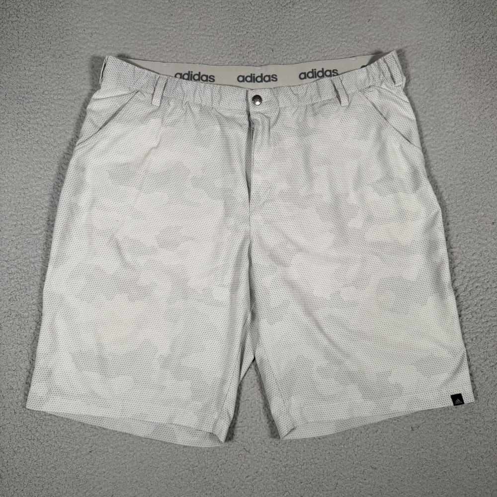 Adidas Shorts Mens 42 Gray Dotted Camo Golf Grip Waist Casual Preppy Logo